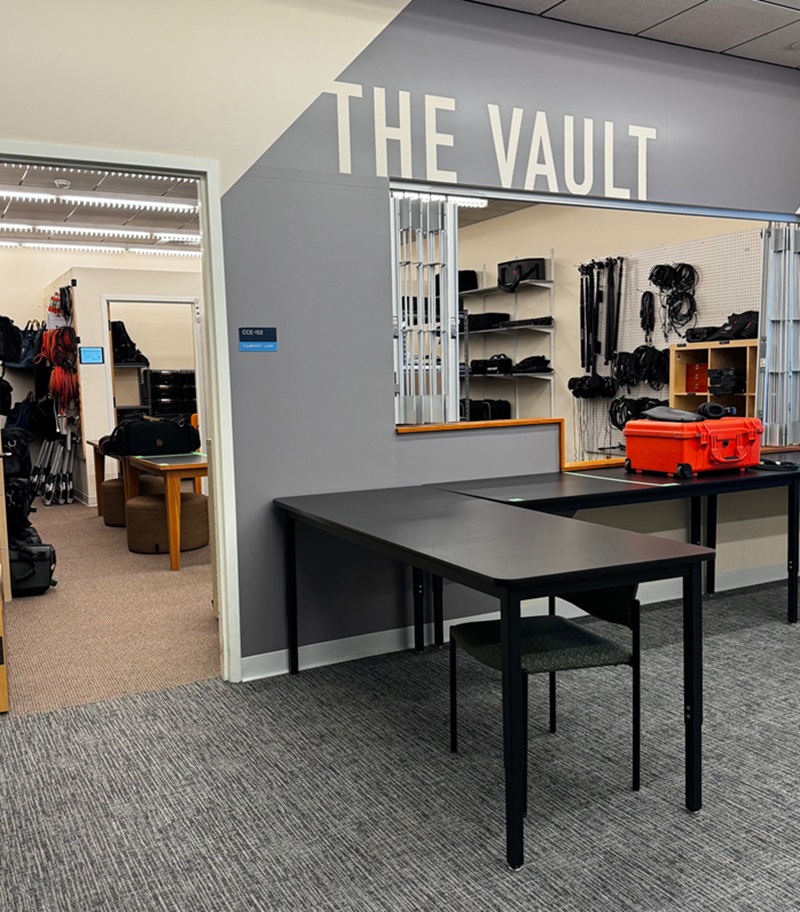The store and checkout desk at Quinnipiac's School of Communications
